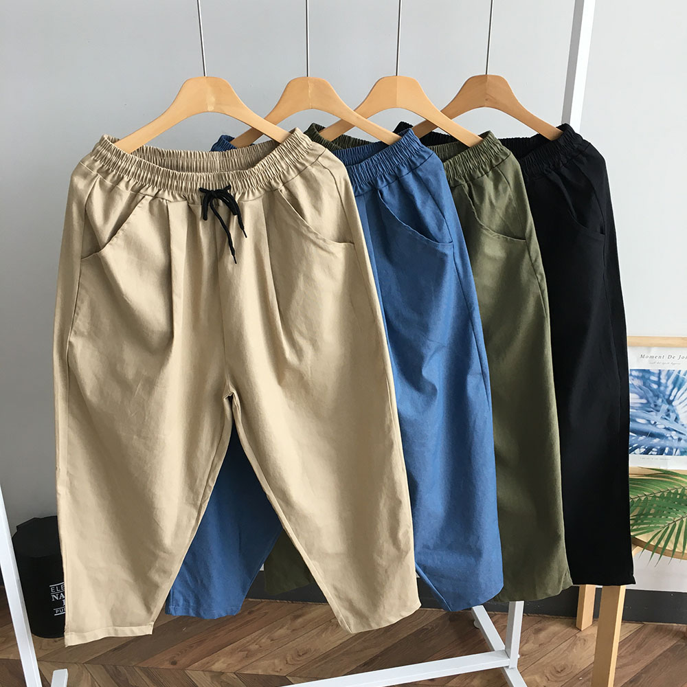 점프점프 남자 9부 배기 밴딩 와이드 바지 스판 벌룬 원턱 팬츠 17,380원