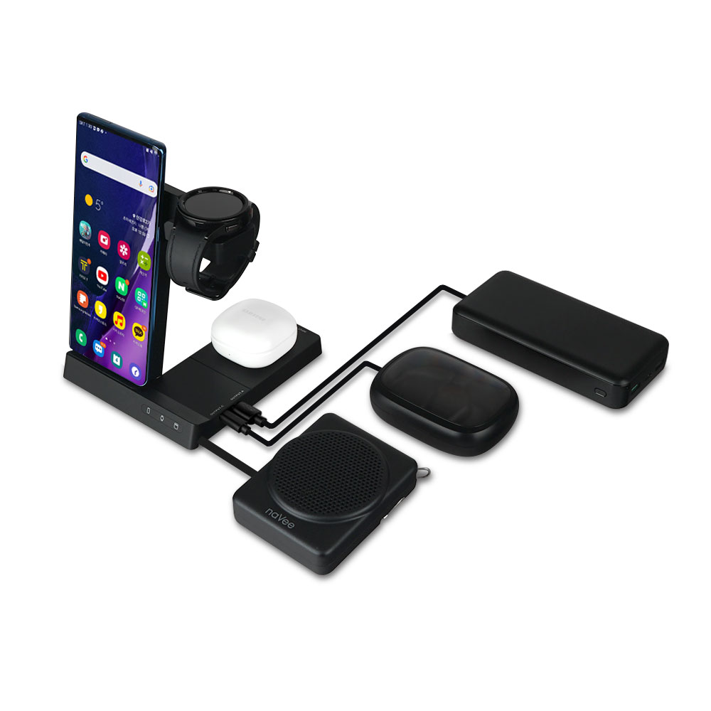 6IN1 애플워치 갤럭시워치 에어팟 버즈 이어폰 플립 폴드 고속 무선충전기 나비 NV184-MWC10 49,900원