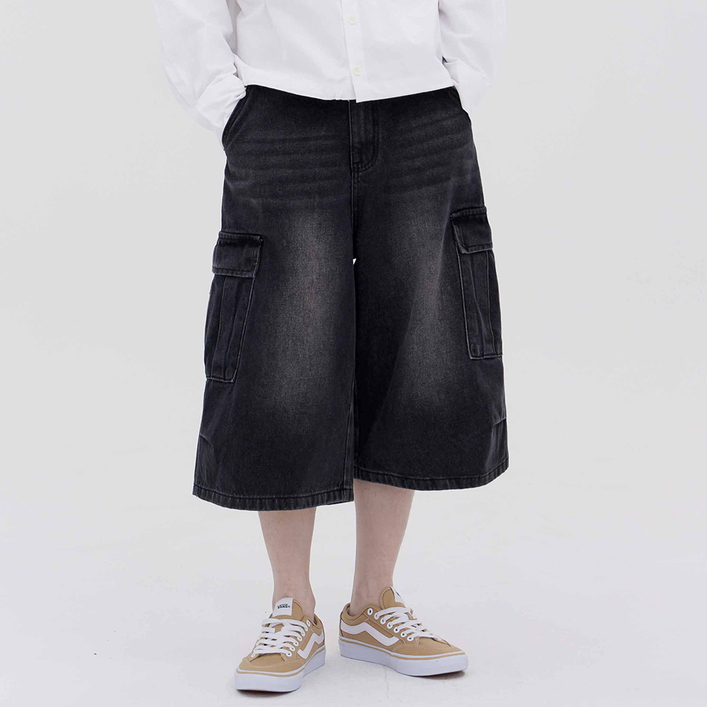 클로니아 남여공용 루즈 카고 버뮤다 7부 청반바지 (흑청) EU7M36, 현재가 39,800원