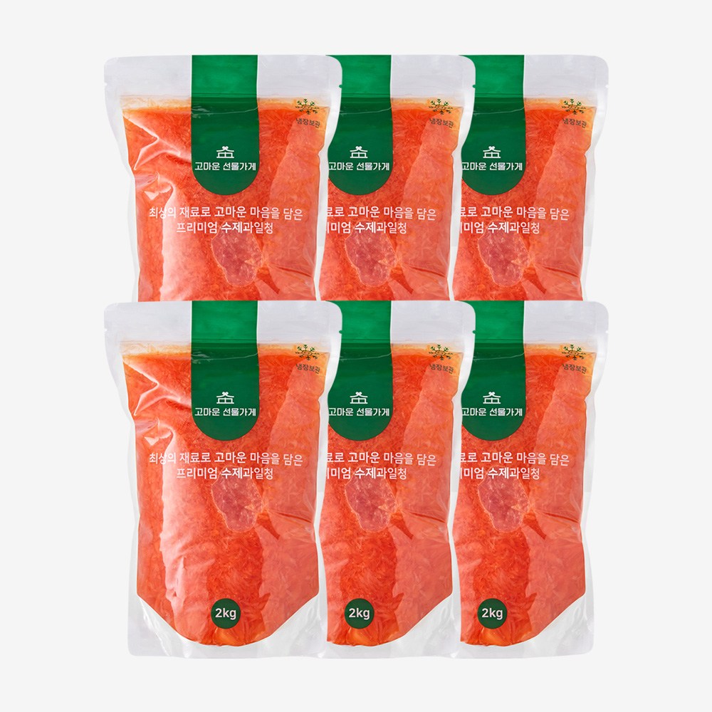 고마운선물가게 자몽알갱이청 2kg 수제청 과일청 카페 납품 대용량, 2000g, 6개입, 1개 158,100원