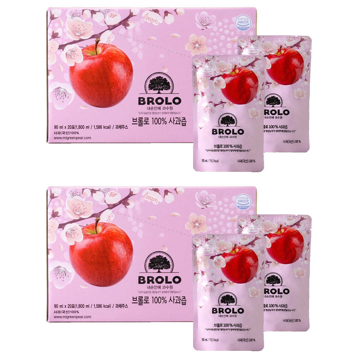 브롤로 100% 사과즙 스탠딩형, 90ml, 40개 32,800원