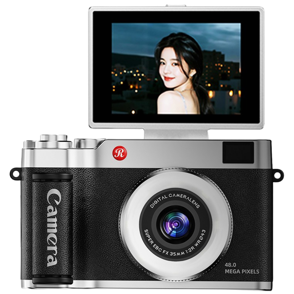 빈티지 디카 디지털 180도 회전 화면 휴대용 여행용 감성 소형 인생 레트로 지털 카메라, 64GB(블랙) 51,800원