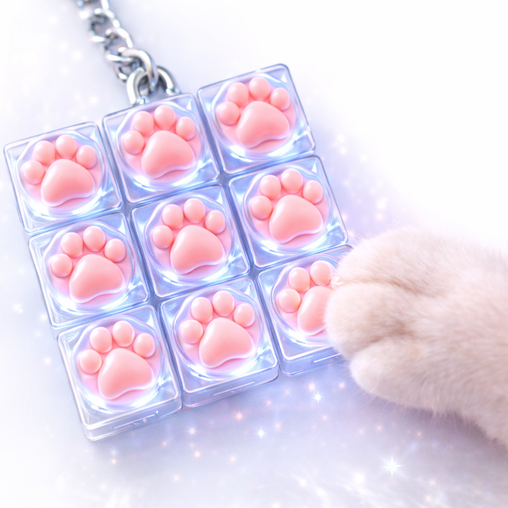 LED 고양이 키캡 키링 9구 풀발광 딸깍 피젯 키보드 키링, 1개, one 11,400원