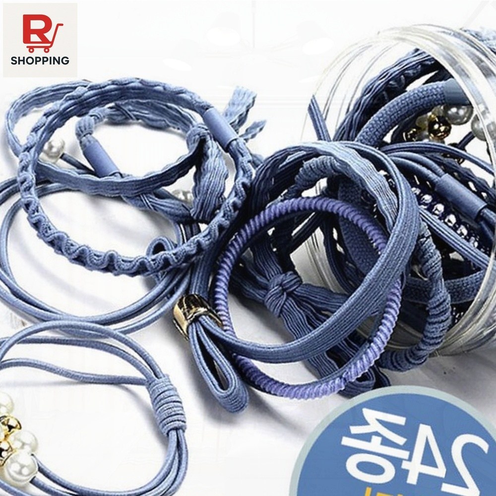 데일리 24종44종 머리끈 헤어밴드 고무줄 대용량 검정 혼합 8,540원