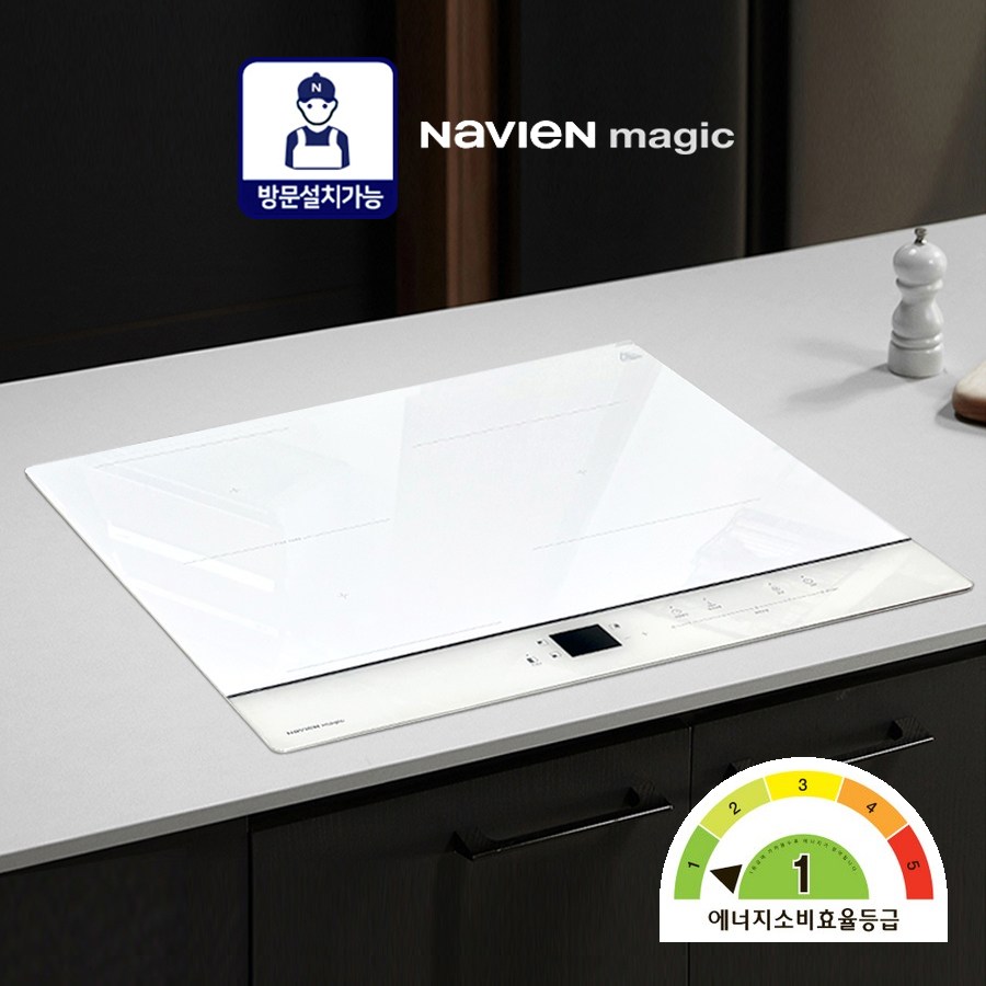 [1등급에너지효율/전국설치가능] 나비엔매직 ALL 퓨어화이트 Super 플렉스존 인덕션 3구 타공560X480 ERI-3423AF, 빌트인, 설치요청(설치비별도) 409,000원