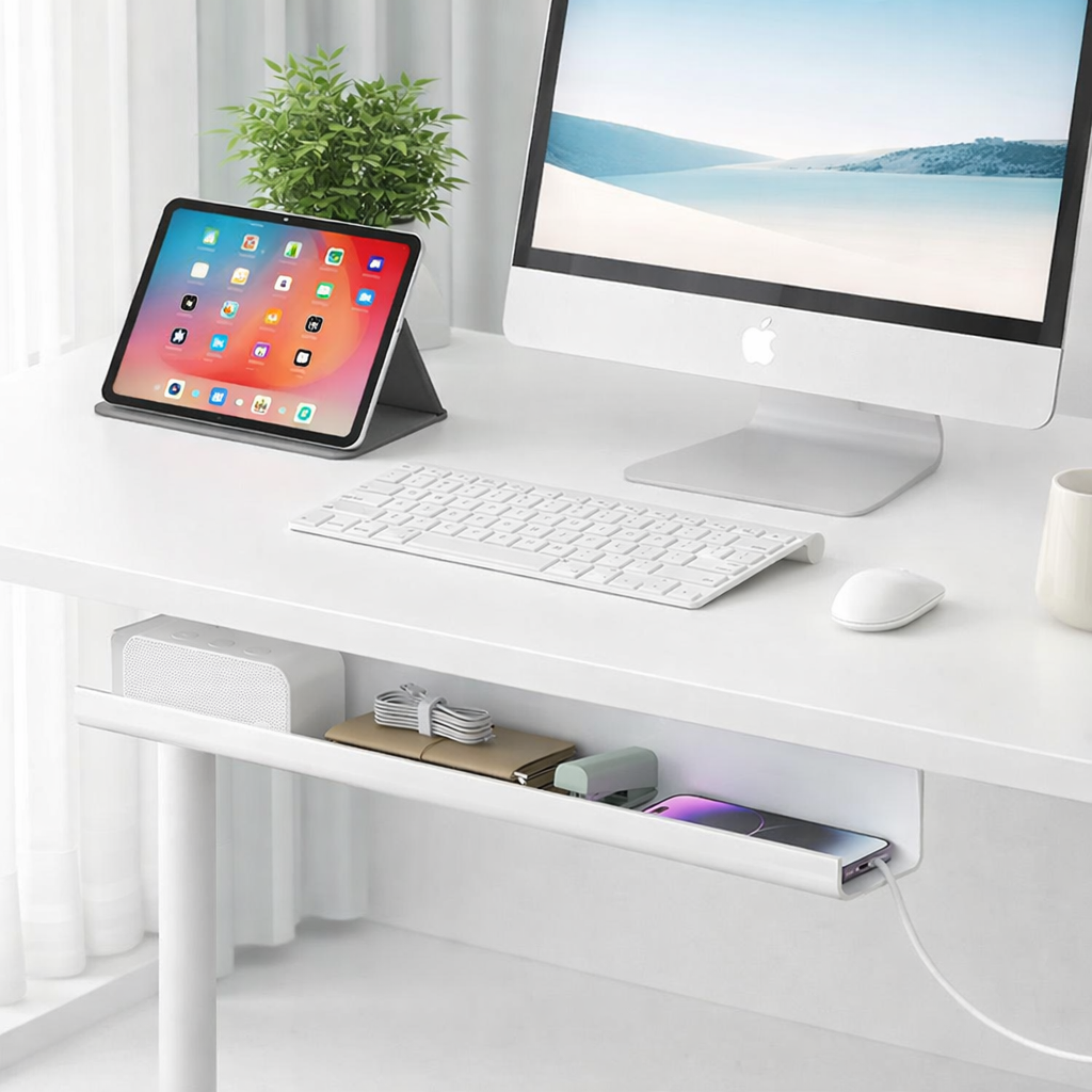 리치햄 무타공 접착식 선정리 멀티수납 케이블선반, 화이트, 1개 14,100원