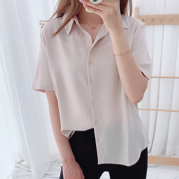 티데일리 살랑 링클 반팔 셔츠 여성용 여름 카라 남방 블라우스 18,810원