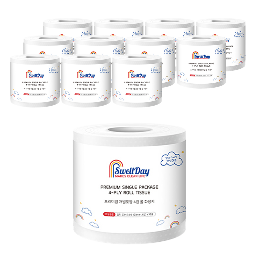 스웰데이 프리미엄 개별포장 4겹 롤 화장지 12,130원
