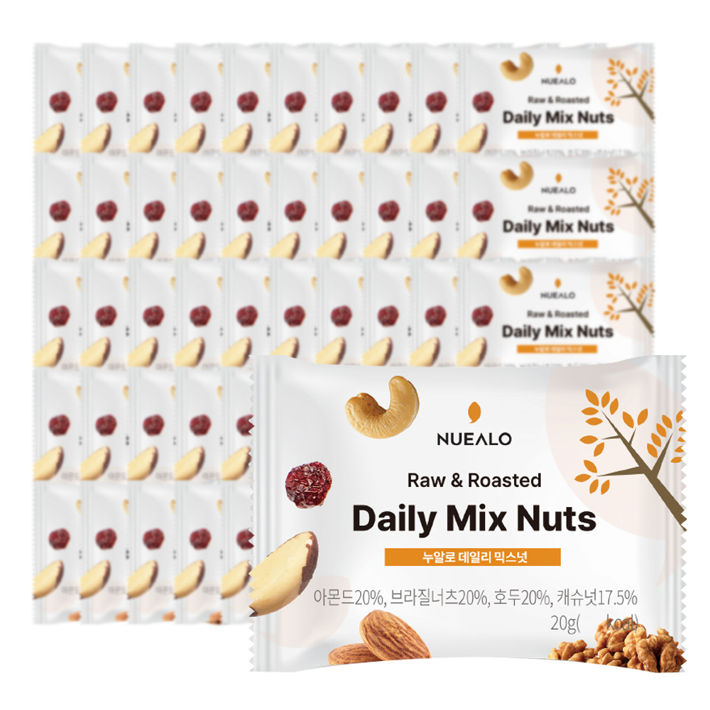 누알로 데일리믹스넛츠 20g x 50봉 하루견과, 50개, 20g 31,550원
