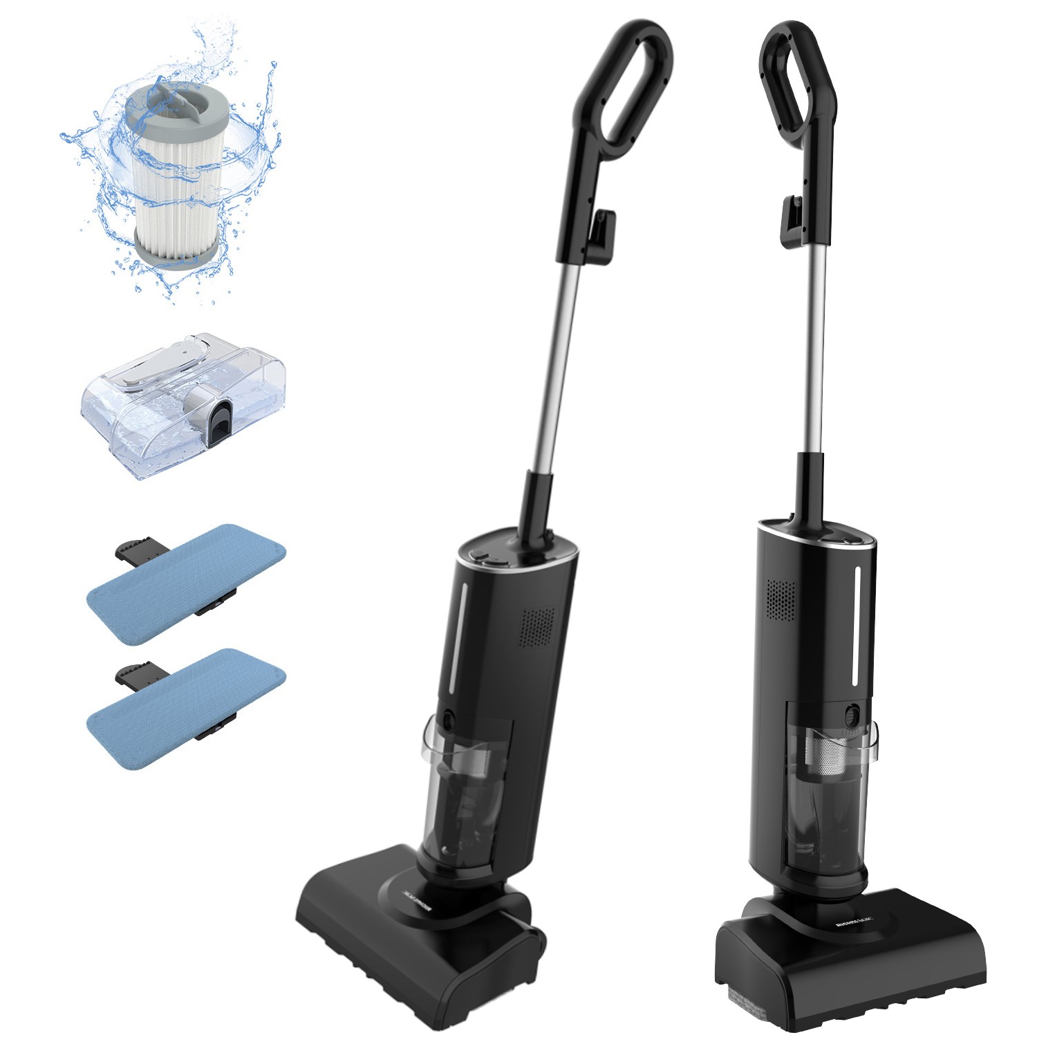 [국내발송] RichMagic 2in1 다기능 스팀 청소기 16000Pa 건습 겸용 진공 청소기 스팀 모포, 블랙 189,850원