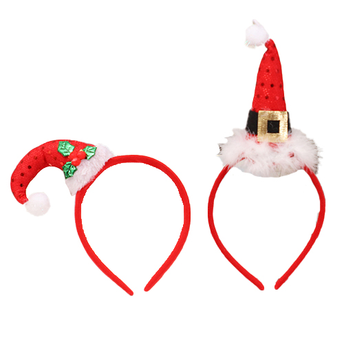 레드 산타 모자 크리스마스 홀리 잎 파티 헤어장식 머리띠 2종 세트 11,300원