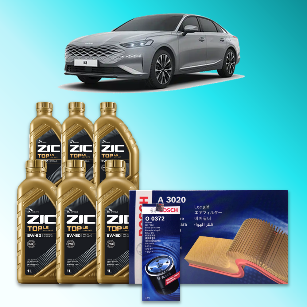 K8 (GL3) 3.5 가솔린 엔진오일세트 SK 지크 탑 LS 5W30 (ZIC TOP LS) 108,200원