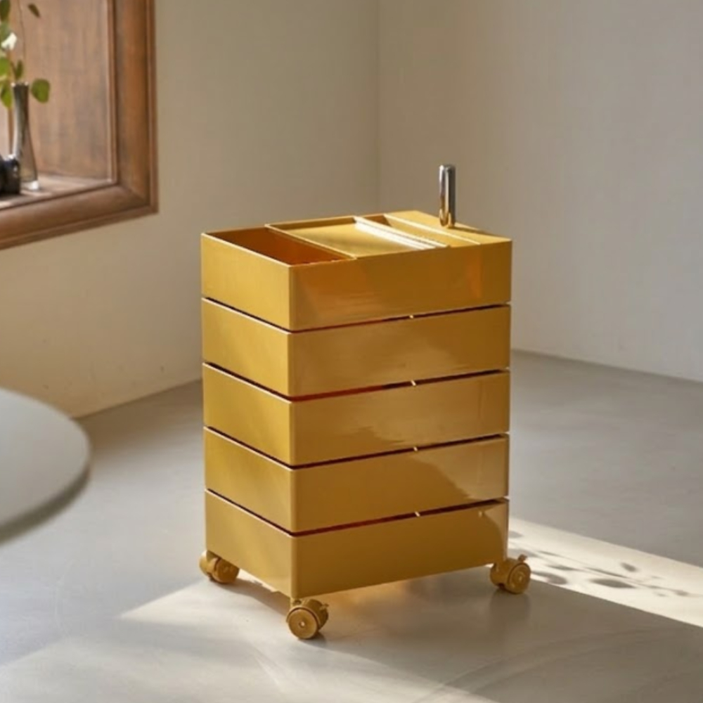 가구앤하우스 피보 360도 회전 이동 서랍 사각 트롤리 컨테이너 틈새 수납장, 옐로우, 5단 78,900원