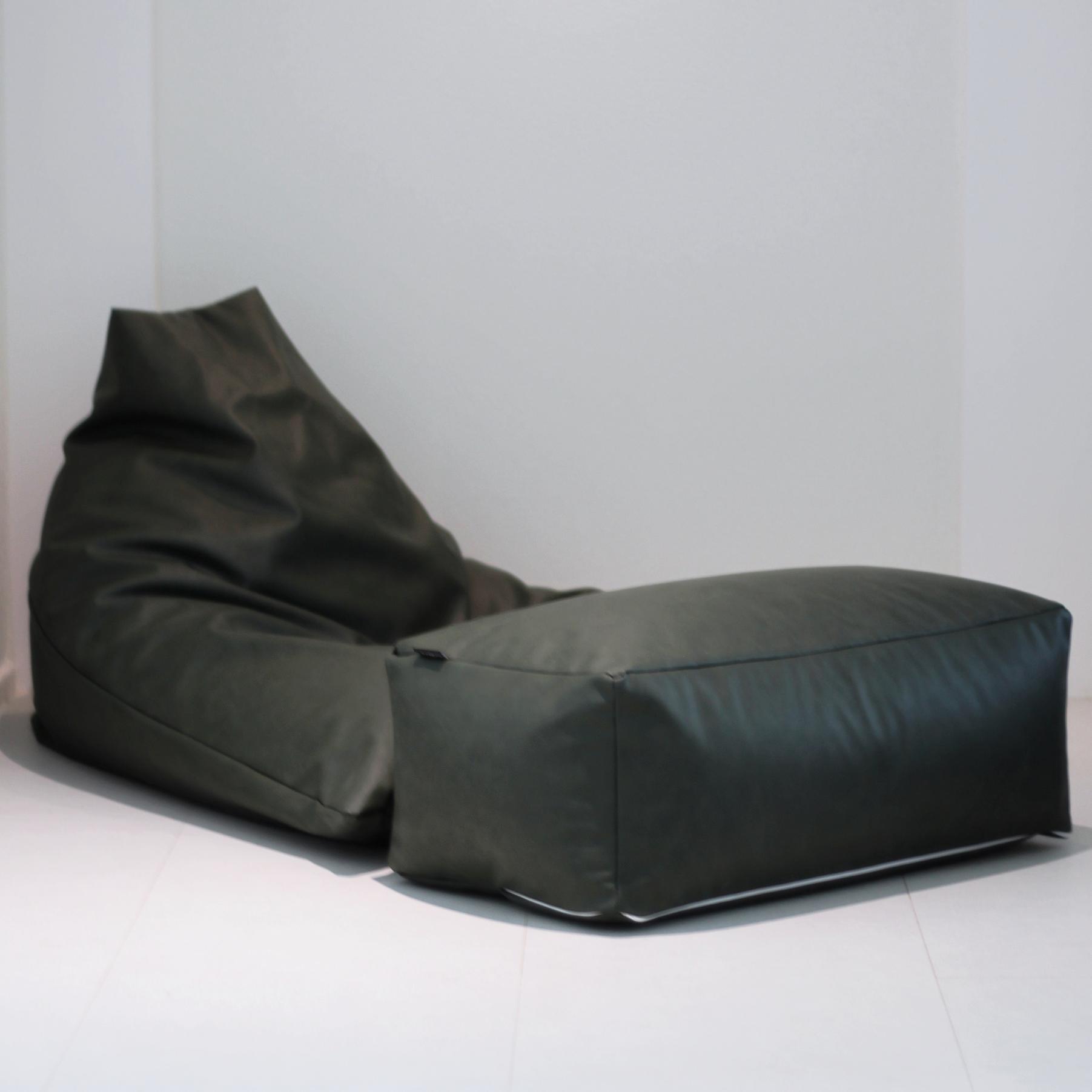 LINU리누 가죽 빈백스툴 세트 빈티지 비건레더 야외 방수 이지클린 EPP, 딥그린 219,900원