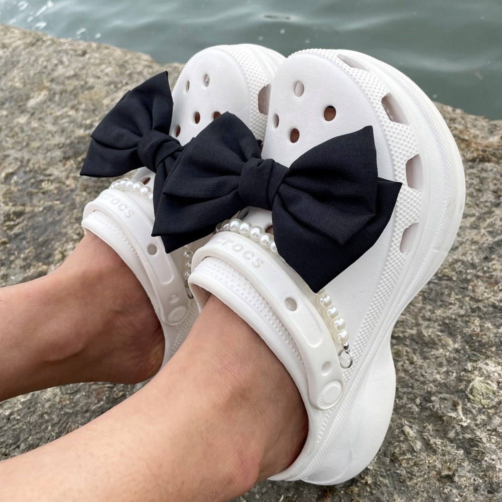 2단 왕리본 신발 파츠 왕리본2p+진주줄2p (화이트 or 블랙) 14,900원