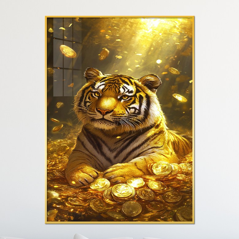 아트블루 길조와 수호를 상징하는 풍수 인테리어 사무실 거실 호랑이 그림 액자, 골드색(6.황금코인 위 호랑이_황금 빛 배경) 48,900원