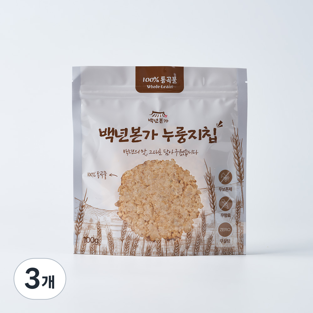 백년본가 국내산 1mm 햇쌀 건강간식 현미 귀리 누룽지칩, 100g, 3개 14,000원