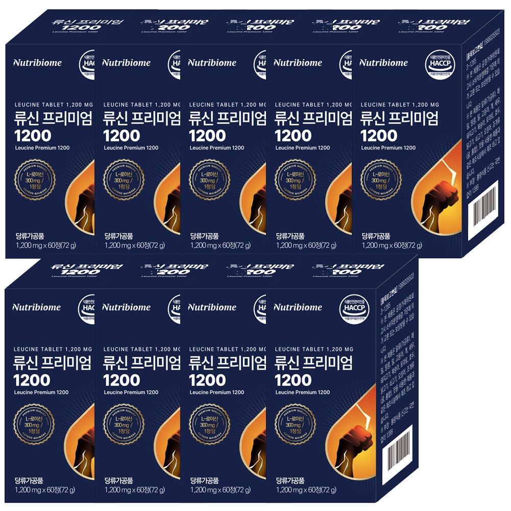 뉴트리바이옴(뉴바옴) 류신 프리미엄 1200 60 정 총 72000mg 아미노산 단백질 타블렛 근육 l-leucine  산양유 루신 분리대두단백 분리유청단백 83,960원