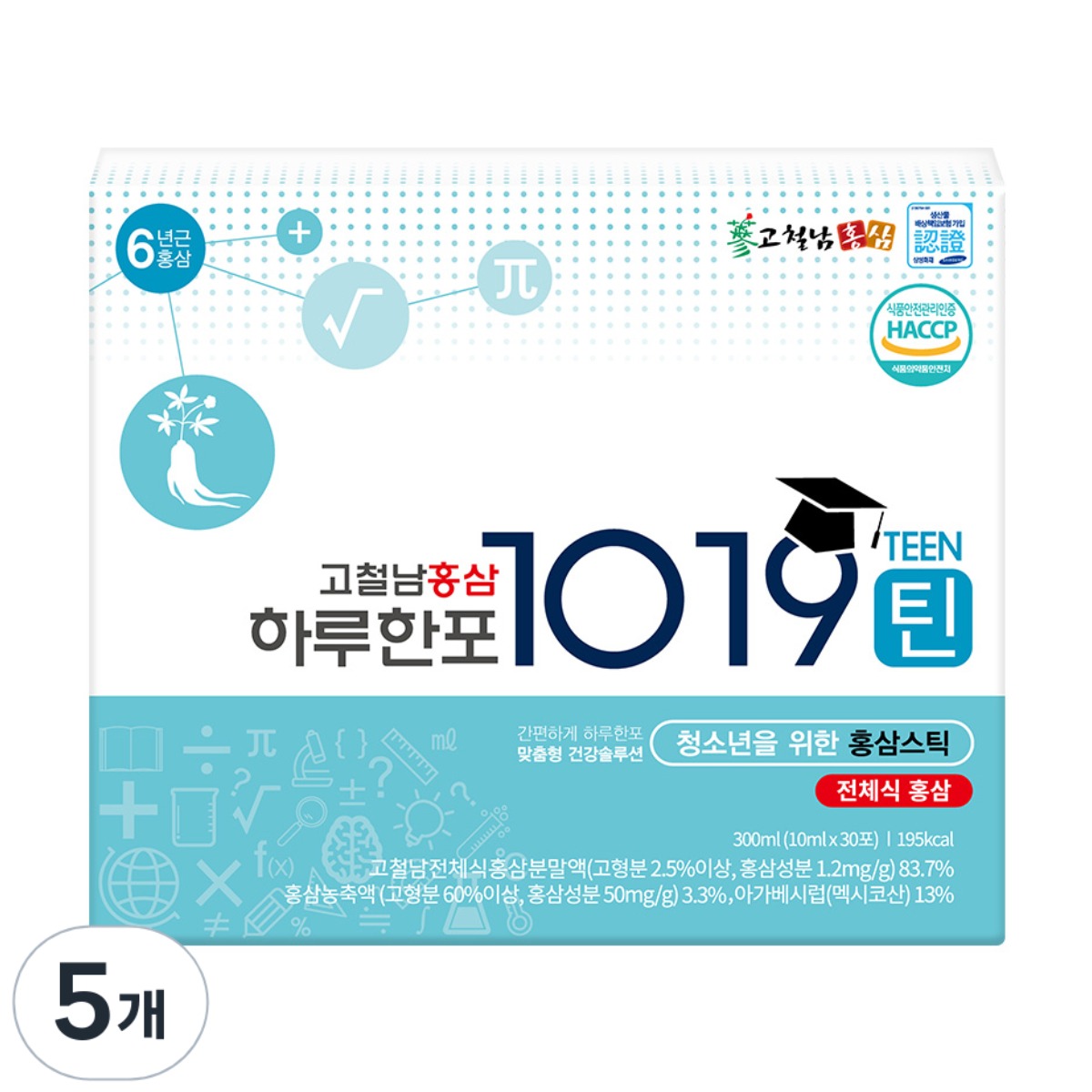 고철남홍삼 하루한포 1019틴 홍삼 스틱, 300ml, 5개 99,750원