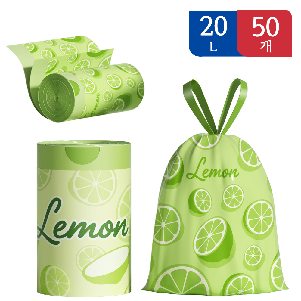 뜯지 않는 끈 일체형 쓰레기봉투 45*45cm 쓰레기봉투 20l ,50개 4,400원