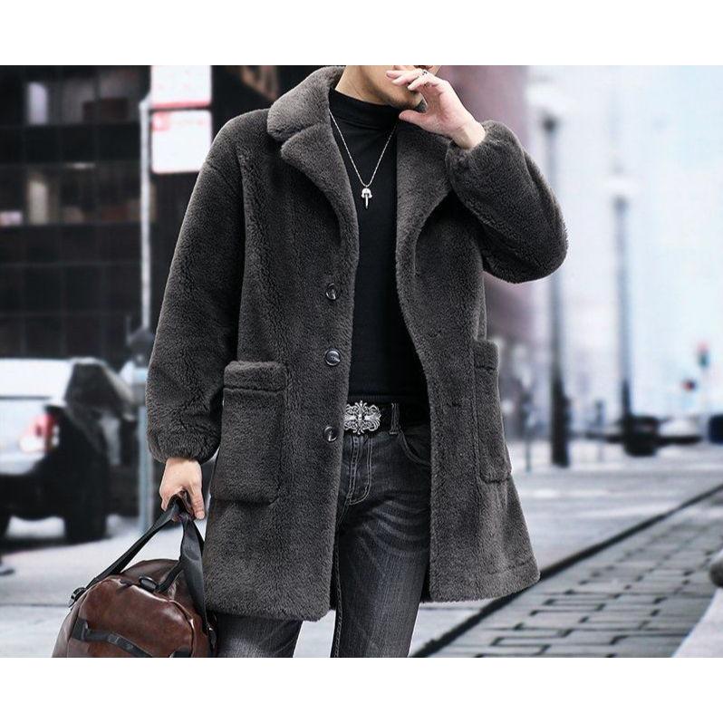 랩블루(LabBlue) 남성 호주산 양모100 내피 스웨이드 라펠카라 모피코트 양털 하프코트 3가지컬러 겨울용 208,500원