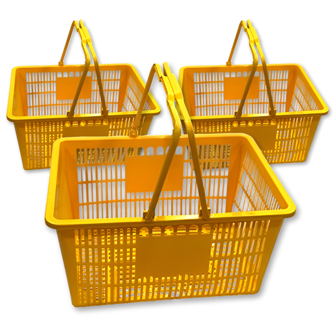 [나코] 플라스틱 쇼핑바구니 손잡이 편의점 마트 시장 쇼핑 매장 장바구니, 특대(노란색), 3개 13,500원