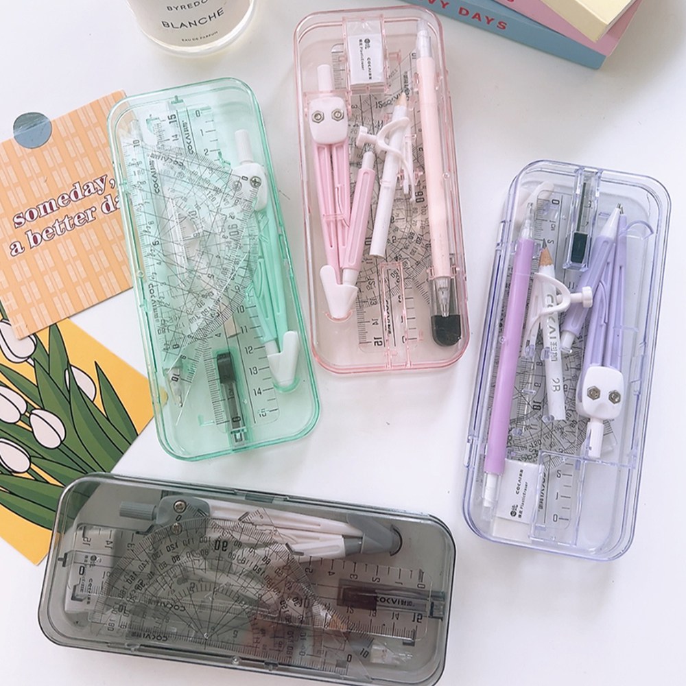 각도기 컴퍼스 세트 제도용 콤파스 수학교구 10종세트 필통 포함 4,900원