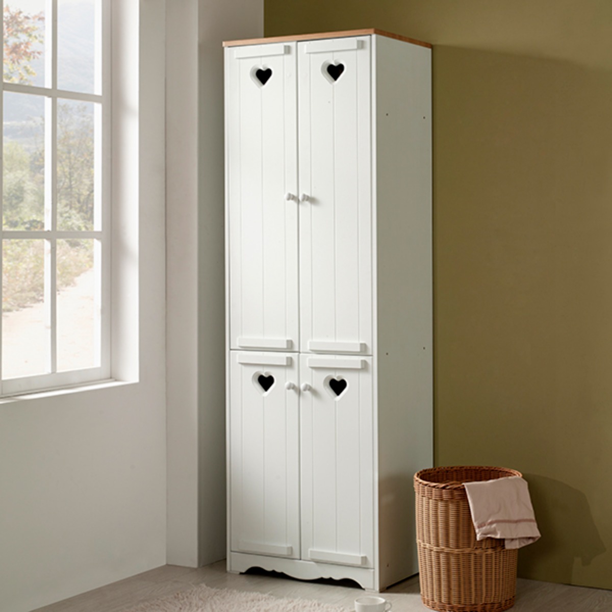 미자크 하트 1900수납장 / 속깊은 키큰수납장 부엌 냉장고 팬트리 주방수납장 600, 오크화이트 (일반) 129,900원