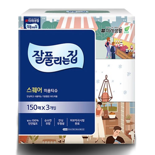 잘풀리는집 스퀘어 2겹 미용티슈, 3개, 150개입 5,760원