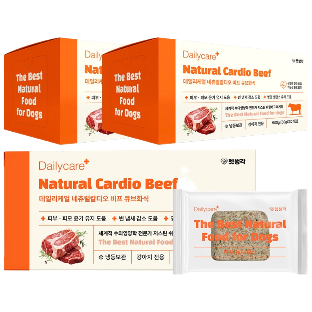 펫생각 데일리케얼 기능성 강아지 화식 네츄럴 칼디오 (비프 / 치킨) 30p 습식사료 강아지 사료 간식 보양식 124,000원