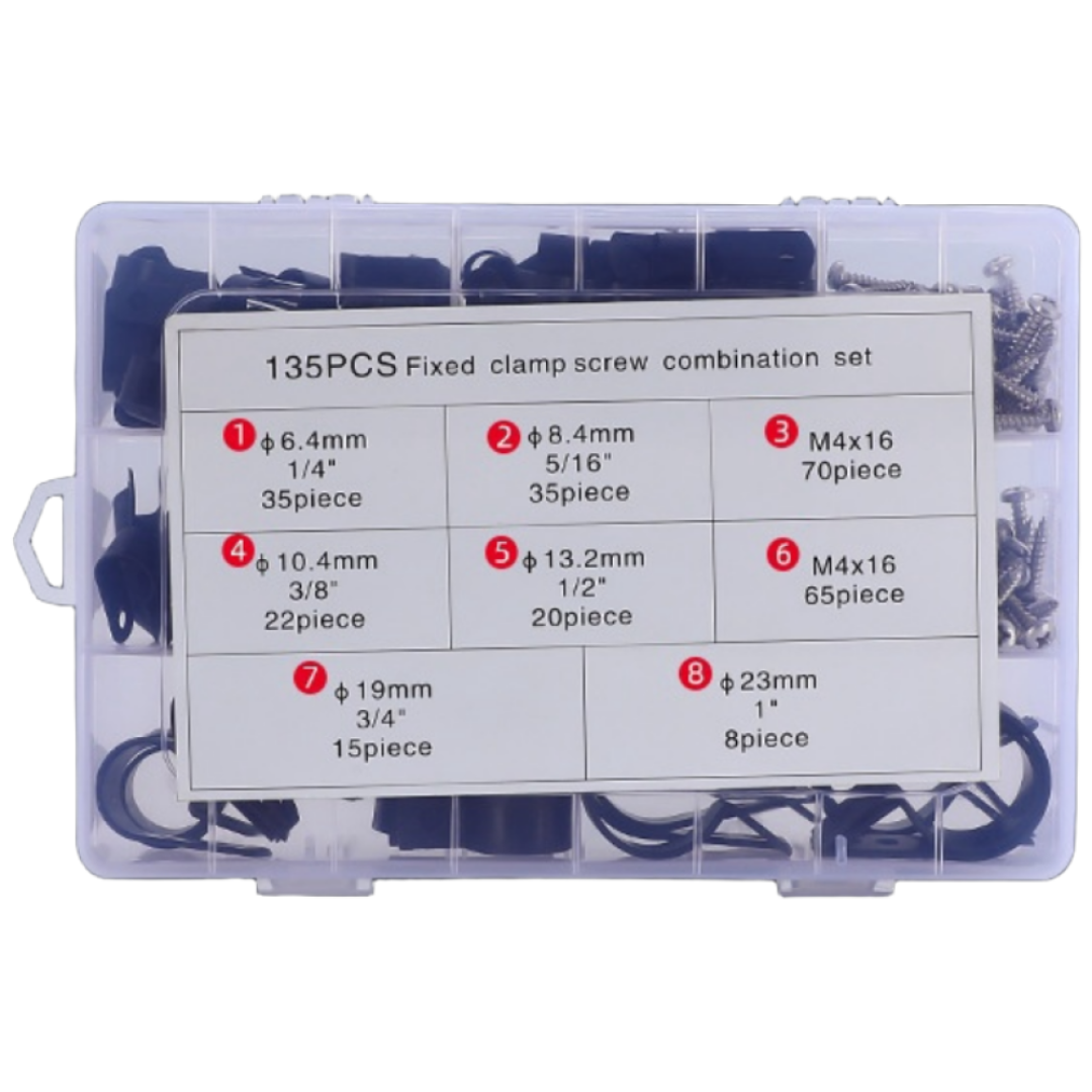 R형 케이블클램프+피스 135PCS 6종 모듬 화이트/블랙 전선정리 선정리 고정 나이론 PA, 블랙 23,800원