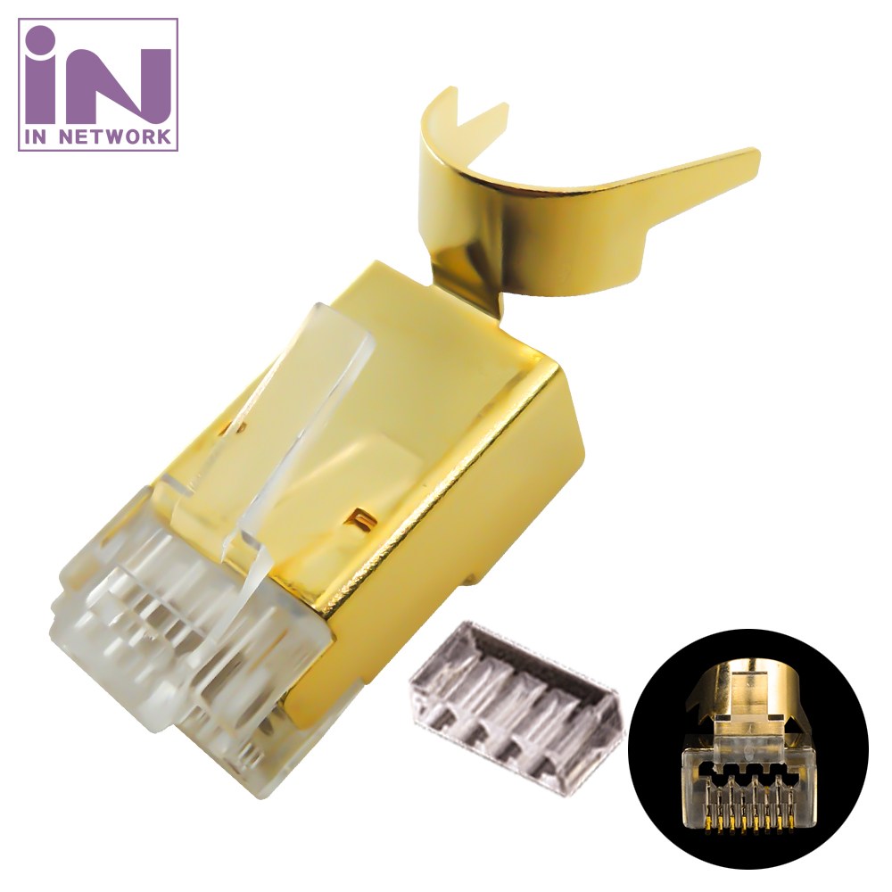 인네트워크 CAT.7 STP 랜케이블 제작 관통형 EZ 플러그 골드(1개입) IN-S71PPASS RJ45플러그 700원