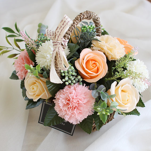 모리앤 비누꽃 카네이션 쁘띠 꽃바구니, 피치, 1개 16,800원