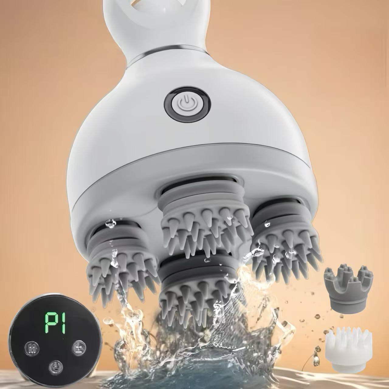 [하루마켓] 무선 전동 두피 마사지기 자동 헤어 케어 머리 안마기 휴대용 충전식, 화이트, LZS-22 17,900원