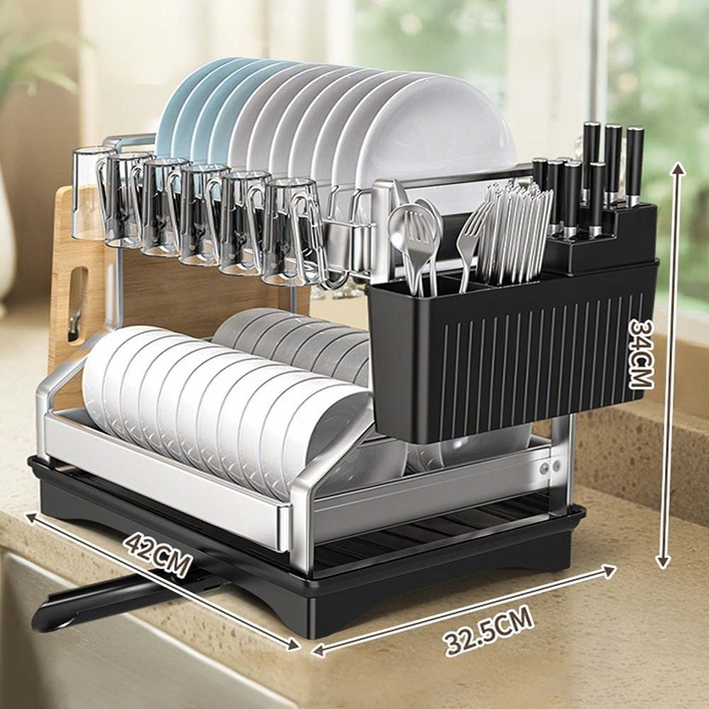 Zaxnouvi 식기 건조대 2단 자동 물빠짐 스텐 대용량 설거지 그릇 접시 도마 수저 정리대 32,800원