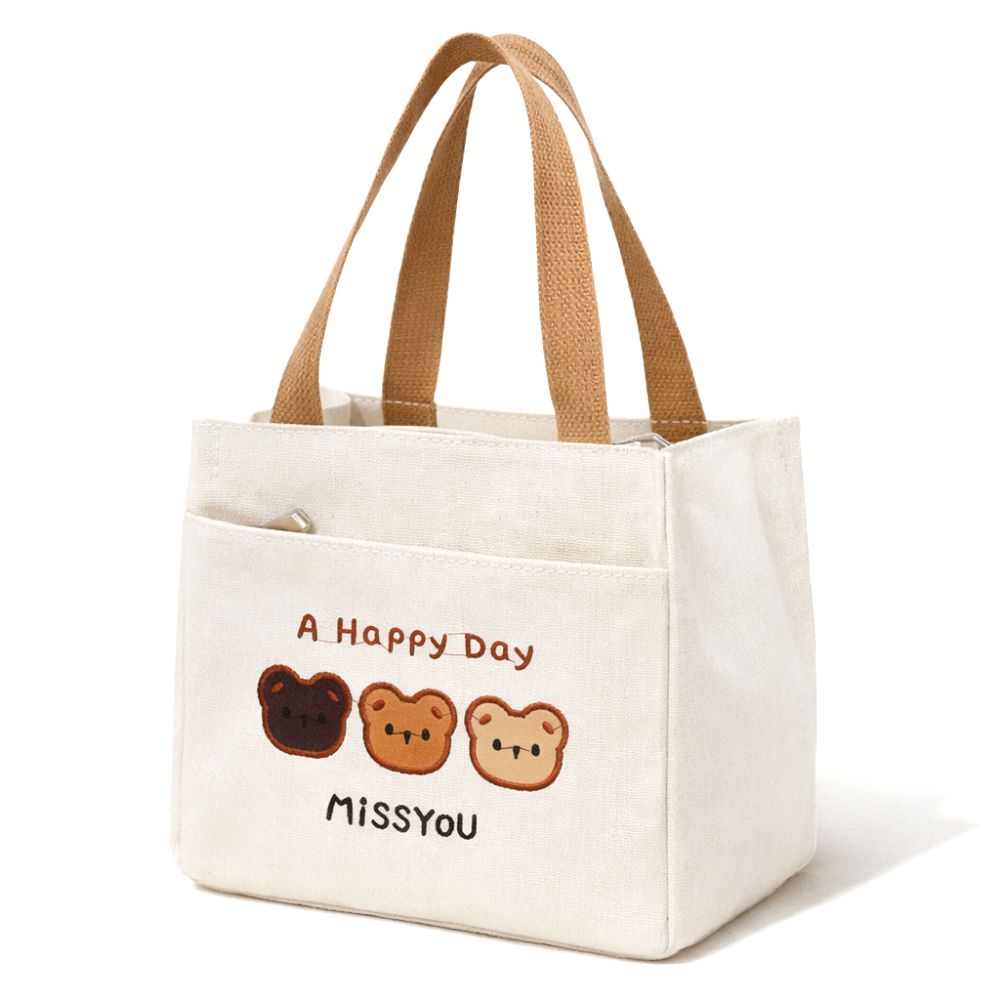 솔레르 각잡힌 사각 지퍼 곰돌이 에코백 12,900원