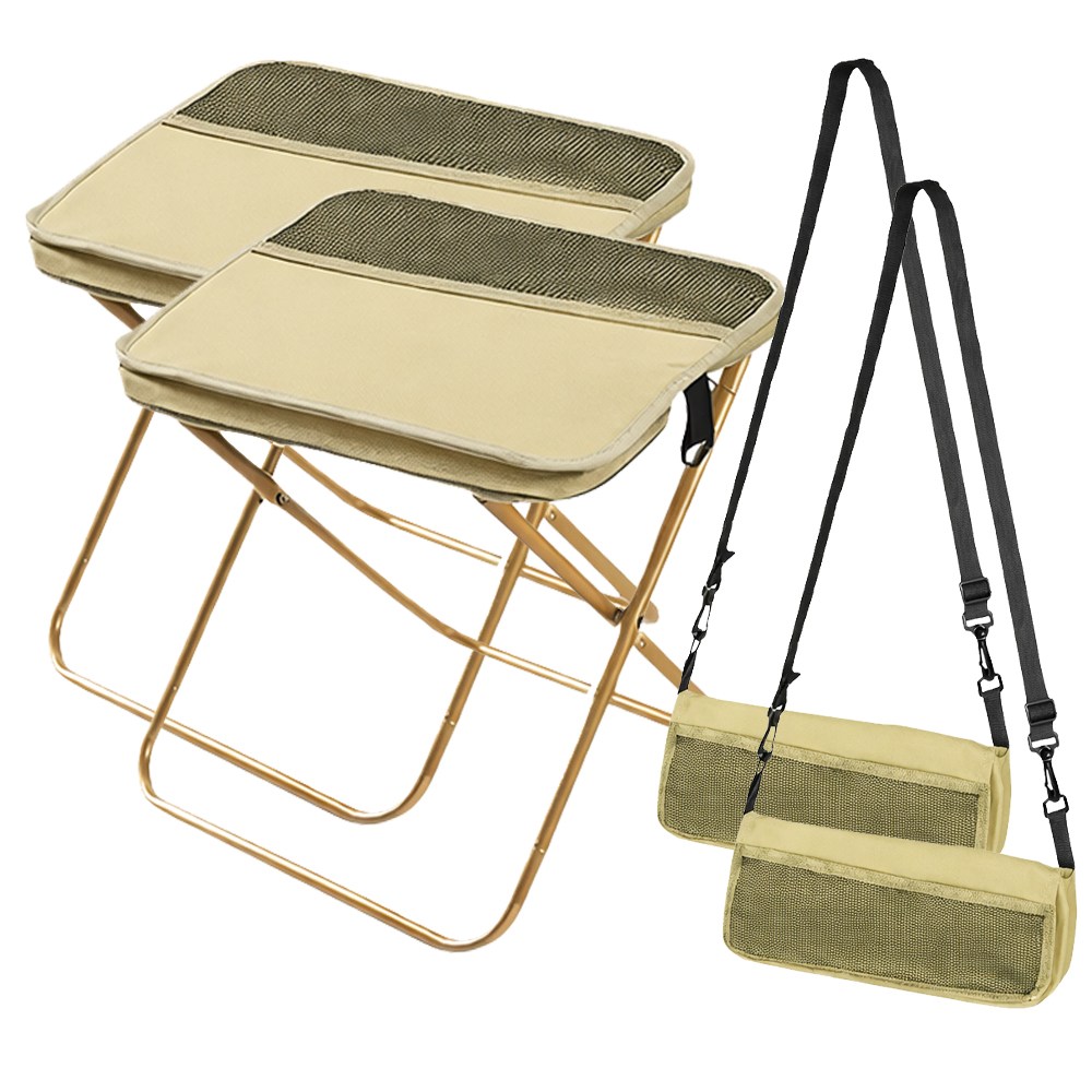 1+1 폴드래블 접이식 의자 크로스백 경량 휴대용 미니 등산 캠핑 낚시 소형, 베이지+베이지, 1세트 28,900원