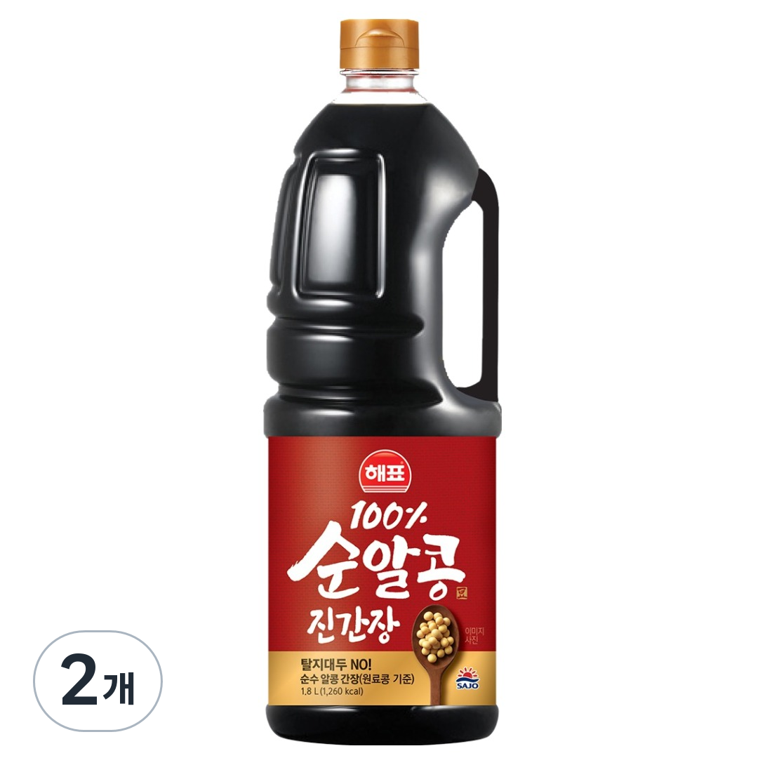 해표 순알콩 진간장, 2개, 1.8L, 현재가 14,040원