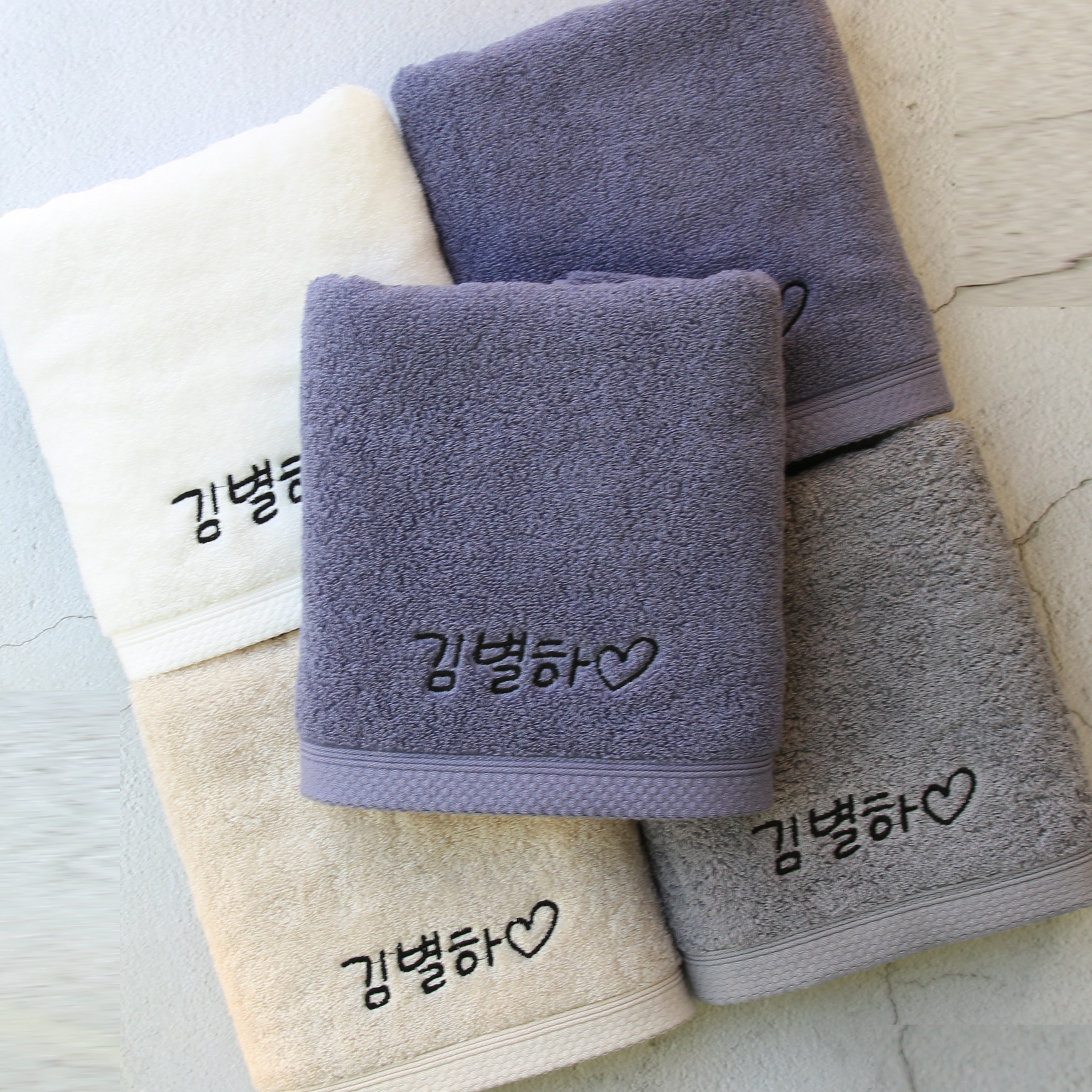 송월타월 헤븐리 수건 160g 40수 코마사, 그레이(이름자수인쇄), 5개 27,500원