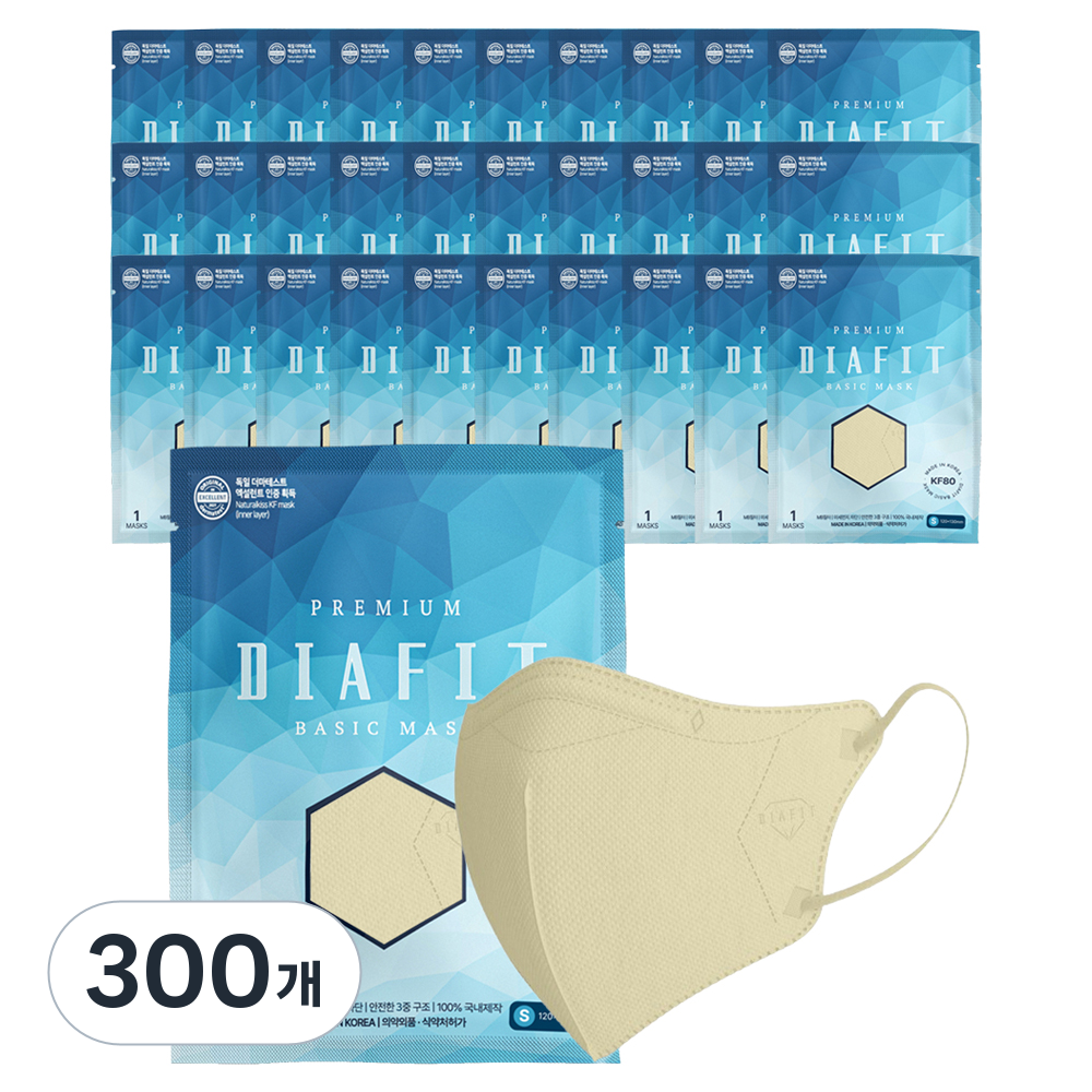 내추럴키스 다이아핏 새부리형 마스크 소형 KF80, 베이지, 300개, 1개입 59,840원