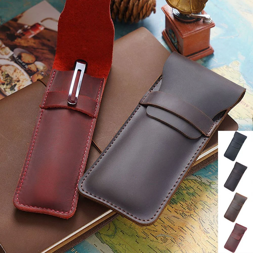 아이레노 가죽 펜케이스 파우치 필기구 수납용 다용도 필통 만 14세 이상 사용 케이스, 1개, 2구 브라운 13,550원