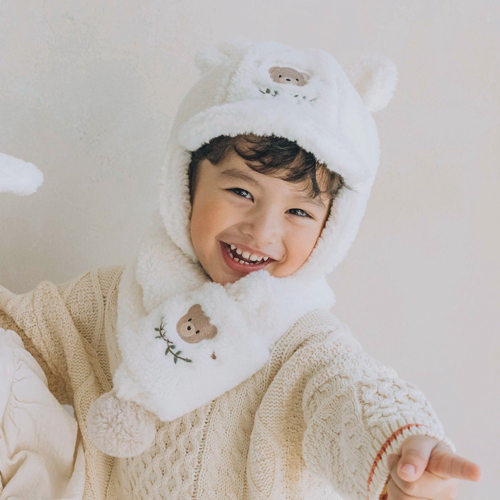 쿵스쿵스 귀달이방한모 아기방한모자 유아 귀달이모 캡형 머플러 겨울모자 22,900원