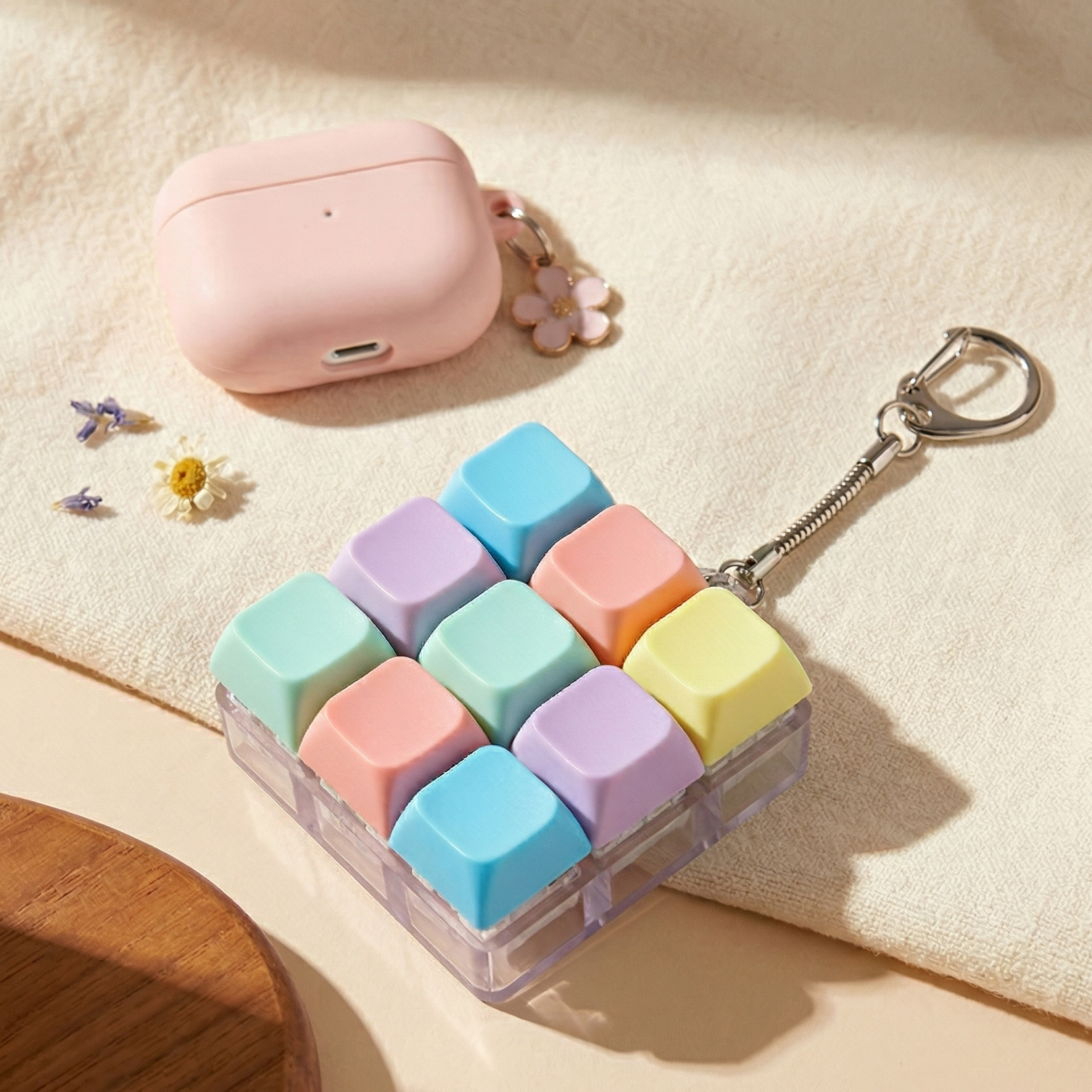 데이브릭스 청축 ASMR 스트레스해소 키보드 키캡 키링 9구, 1개, 파스텔믹스 11,100원
