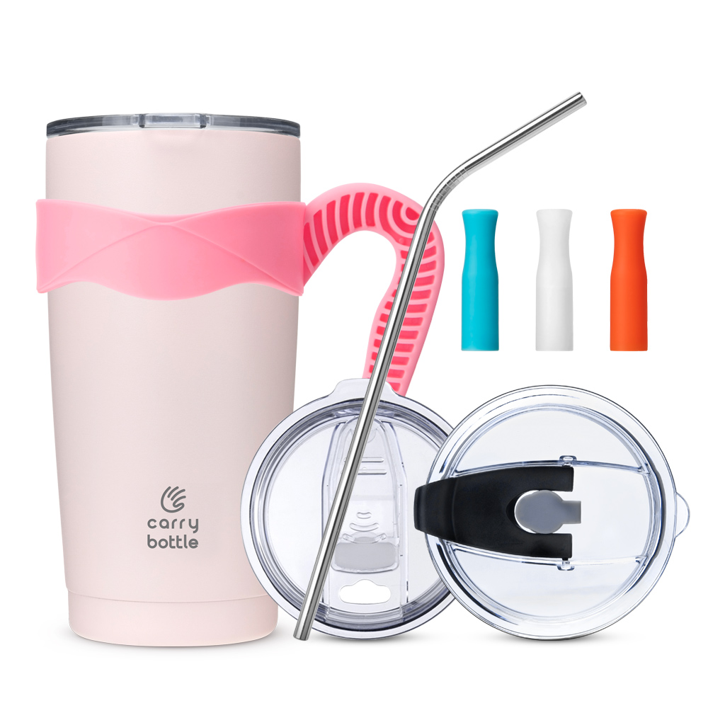 캐리보틀 스탠다드 스테인레스 보온보냉 텀블러 + 플립 빨대 뚜껑 + 전용손잡이 + 스테인리스 빨대 + 마우스 3종 세트 14,060원