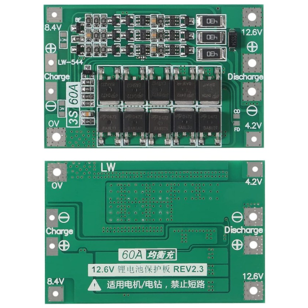 18650 리튬배터리 보호회로 BMS 3S 4S 40A 60A, 1개 1,740원