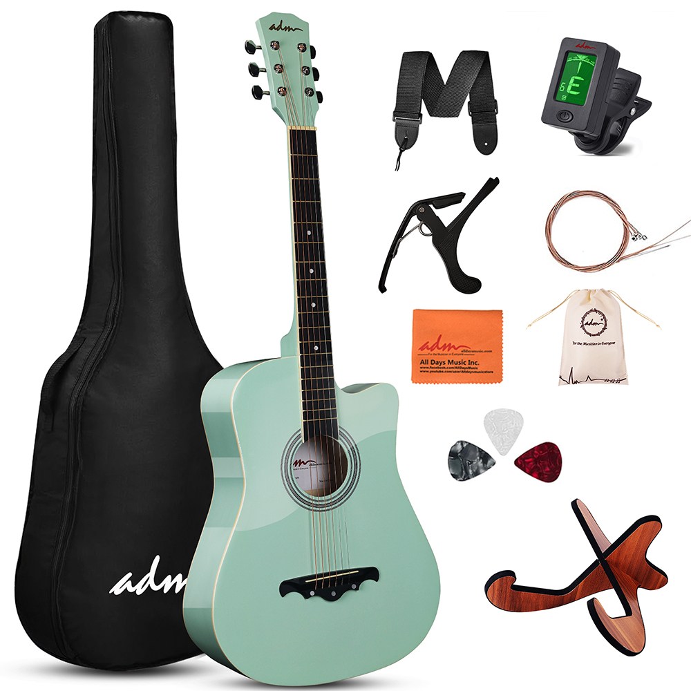 ADM 포크 기타 38인치 글로시 컷어웨이 스타터 세트, 입문자용 62,900원