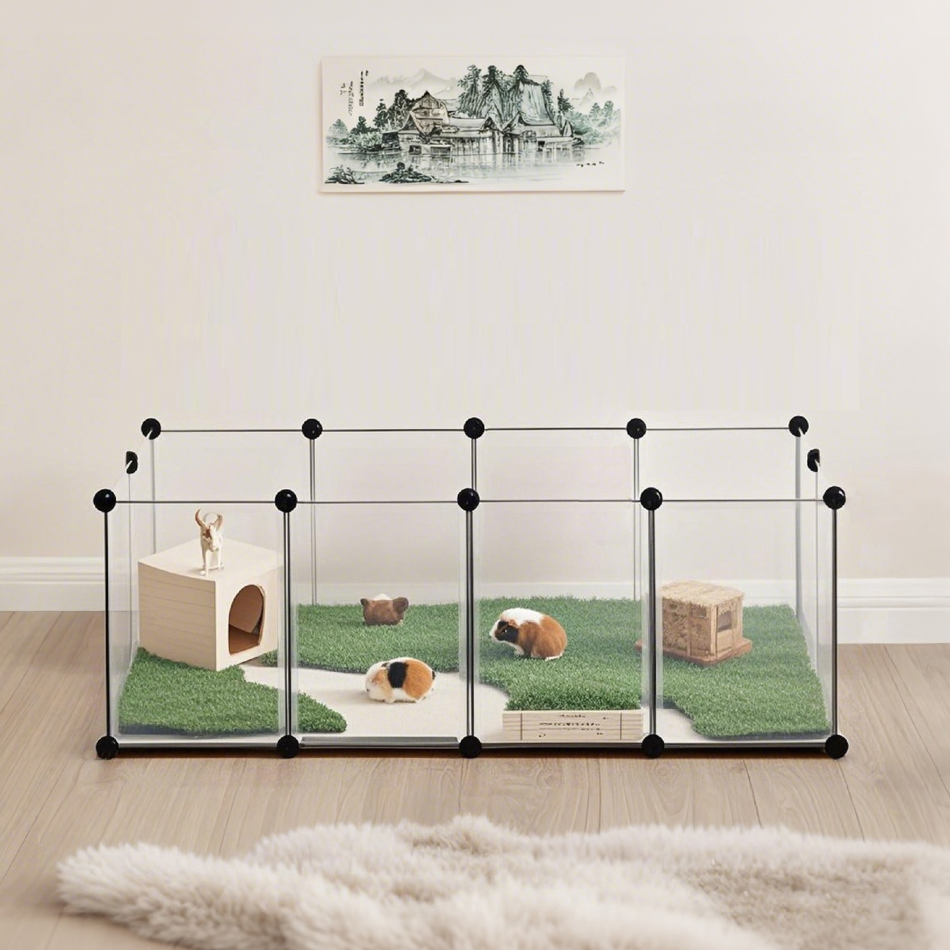 SONGMICS 반려동물 조립식 튼튼한 안전한 실내용 울타리 펜스, 1개, 투명 20,500원