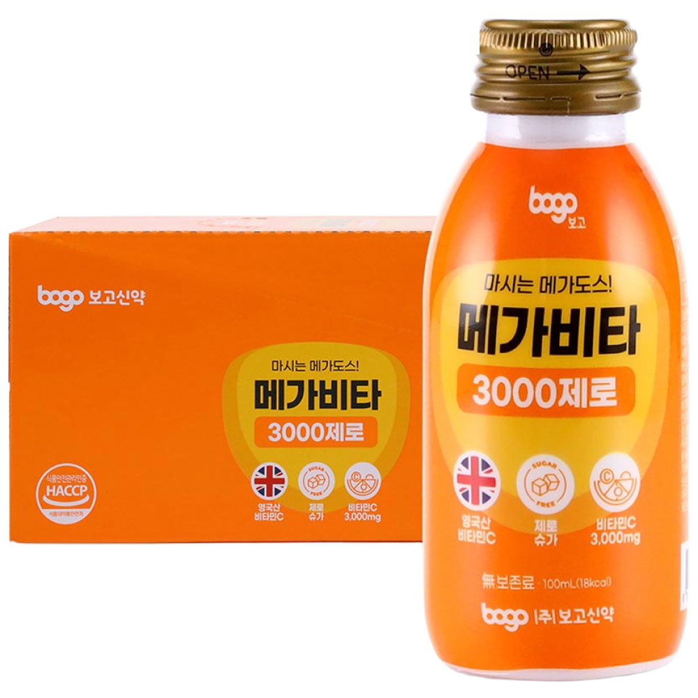보고 메가비타3000 제로 비타민C 3000mg 무설탕 고함량 액상비타민 음료, 20개, 100ml 29,980원