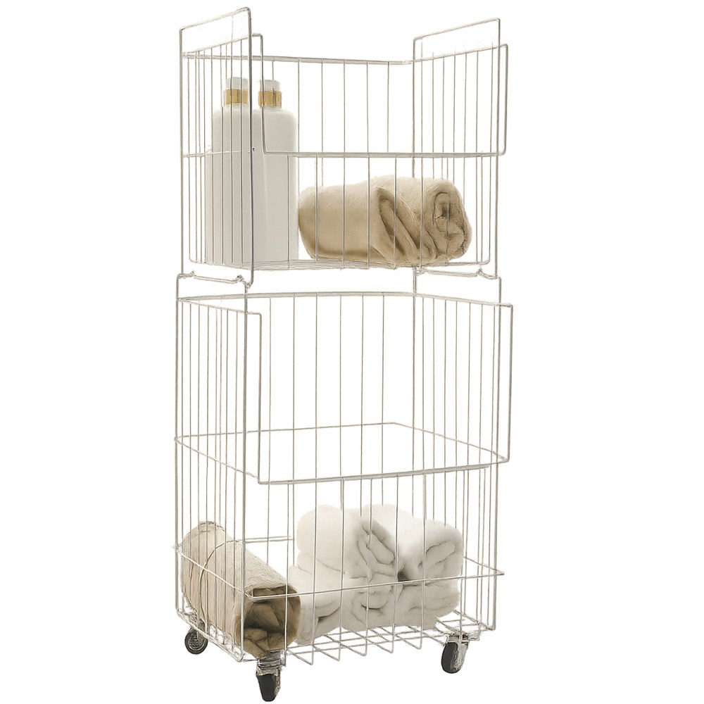 리빙제이 리얼 올 스텐 304 이동식 대용량 세탁 빨래바구니 보관 통 트롤리 2단 99,000원