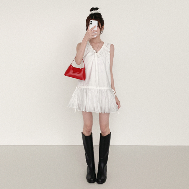 피니 (레이어드ok,고퀄*추천) 프레피 주름 셔링 민소매 원피스 레이어드 원피스 (2color) 미니원피스 레이스원피스 긱시크 y2k 빈티지 올드머니룩 모리걸 유니크 힙 50,200원